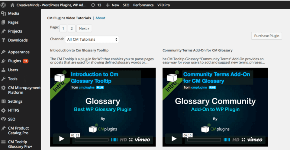 CM Video Tutorials for WordPress